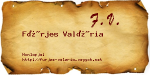 Fürjes Valéria névjegykártya